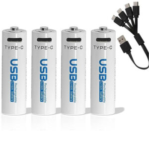 AiVR USB Rechargeable Batteries 4pc – AA – 2550mAh