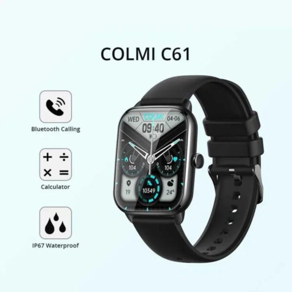 Colmi C61 Bluetooth Calling Smart Watch- Black Color