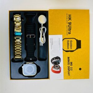 HK 9Ultra Smartwatch Golden Edition (Dual Straps) – Black Color