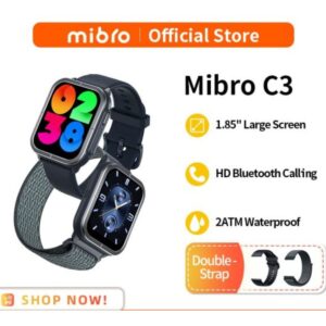Mibro C3 Calling Smart Watch 2ATM With Dual Straps- Navy Blue