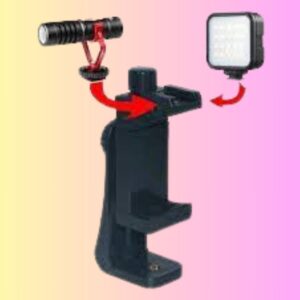 360 Degree Mobile Holder With Cold Shoe Mount For Extra Microphone Or Led Light