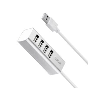 HOCO HB1 USB-A HUB Charging And Data Sync – Silver Color
