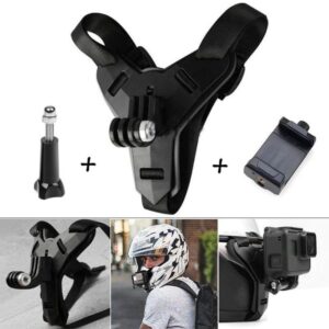 Helmet Chin Mount And Mobile Holder For Smartphone & Action Camera- Black