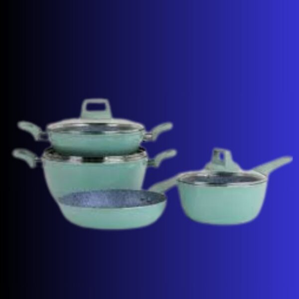 Kiam Die-Casting 7 Set Non-Stick Pan Ceramic Coated-Blue Color