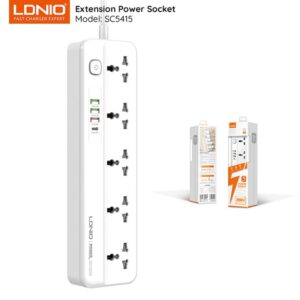 LDNIO SC5415 Power Strips 5 Way Outlet With USB Ports Universal Extension Power Socket