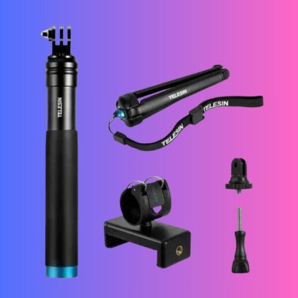 Telesin GP-MNP-090-S Extendable Aluminum Alloy Selfie Stick With Tripod And Phone Clip